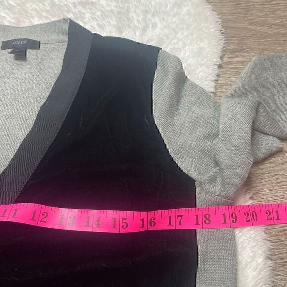 J Crew Cardigan Sweater Velvet Black Grey Size Small Button Vneck - Picture 7 of 10